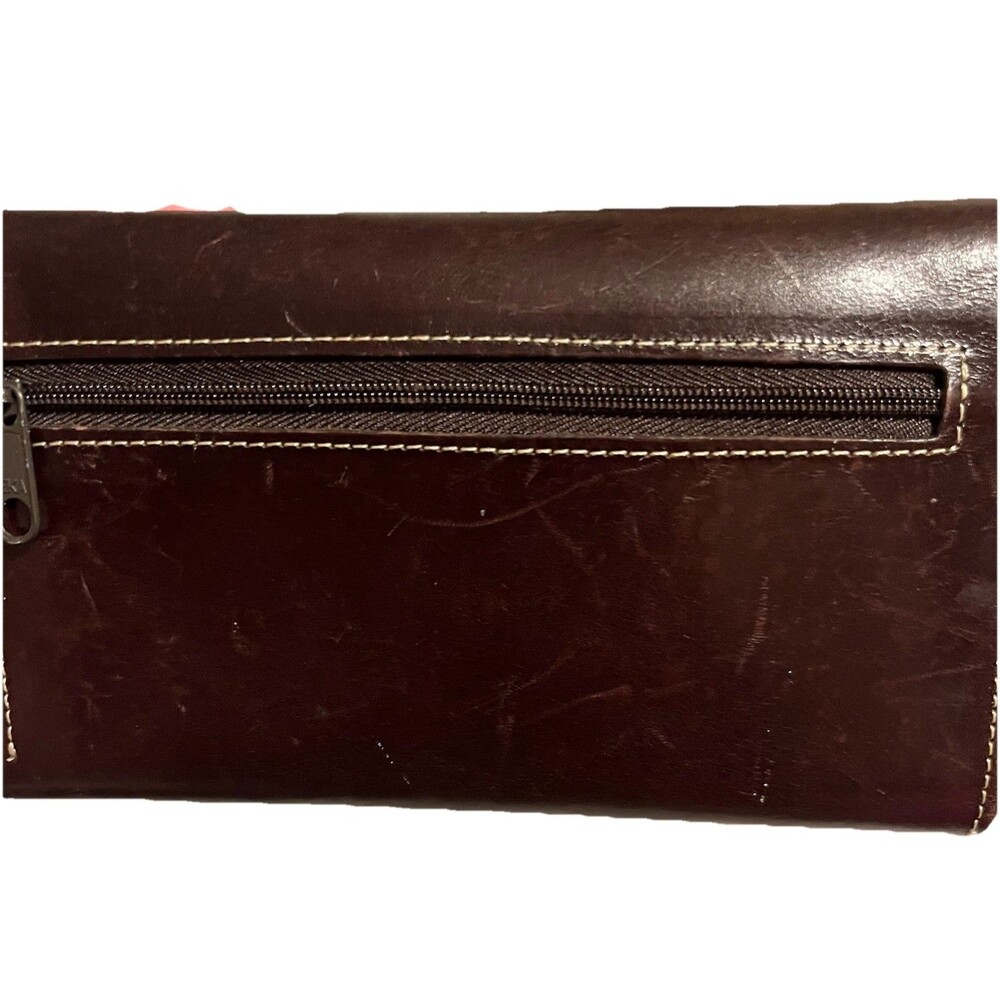Pardo & Negro Genuine Leather Women's Wallet Brown with Turquoise Organizer GUC - Picture 13 of 16